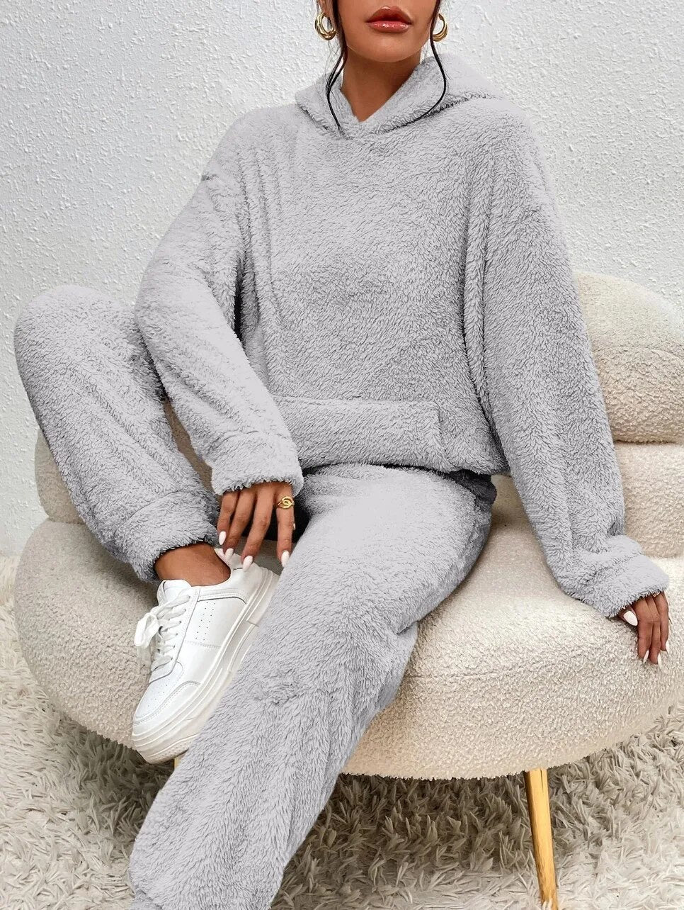Ultra-Comfortabel teddy huispak met capuchon
