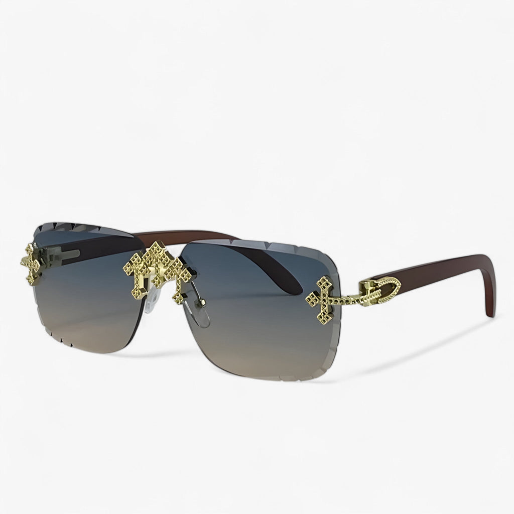 Randloze steampunk zonnebril met metalen accenten
