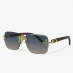 Randloze steampunk zonnebril met metalen accenten