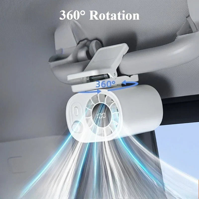 Hipacool draagbare auto clip ventilator met 360° rotatie & 100 snelheden