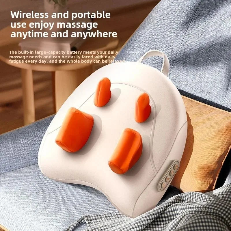 Draadloze shiatsu massagekussen met verwarming voor nek, rug & benen — afbeelding 12
