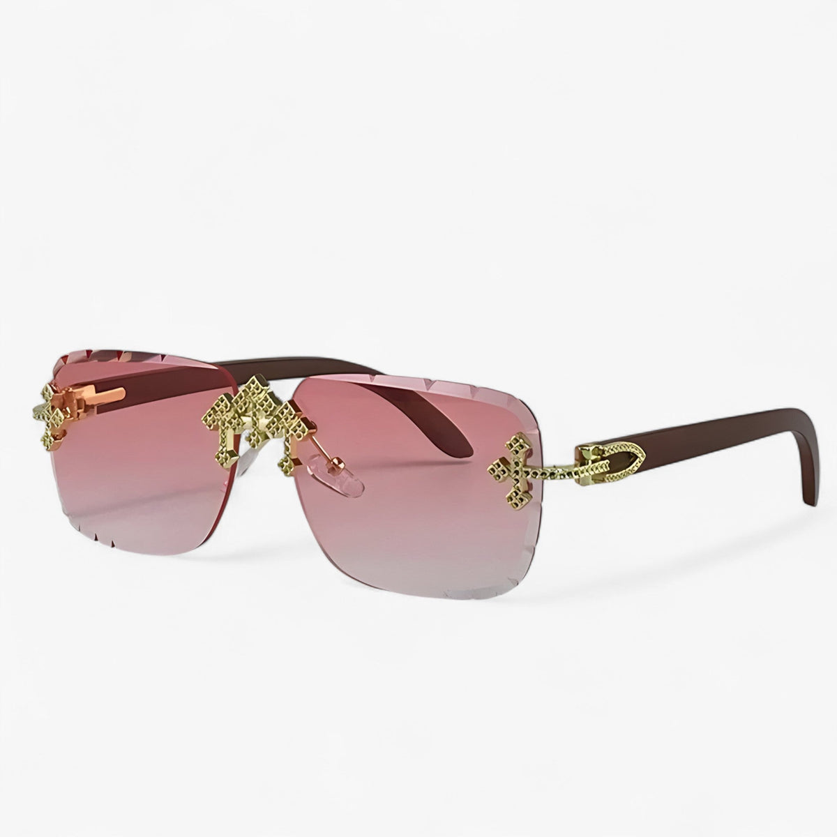 Randloze steampunk zonnebril met metalen accenten