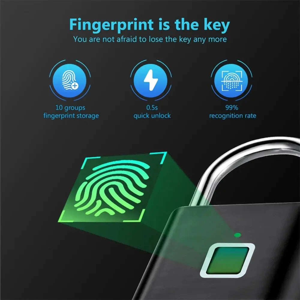 Slim vingerafdrukhangslot met usb-opladen & ontwerp