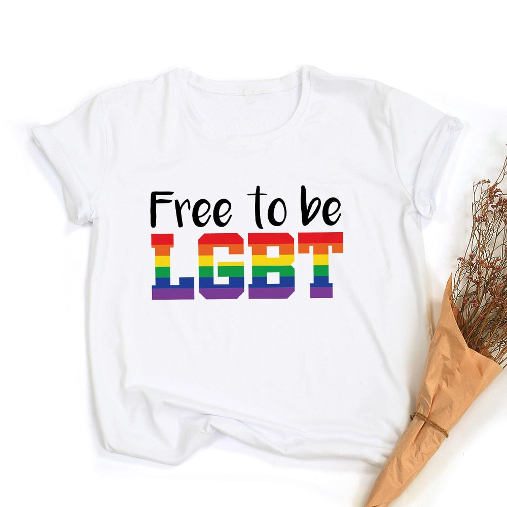 LGBT trots retro zomertop – Peace love equality regenboog grafische T-Shirt