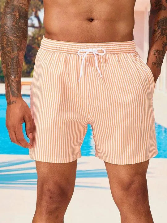 Gestreepte zwemshort met elastische tailleband en trekkoord