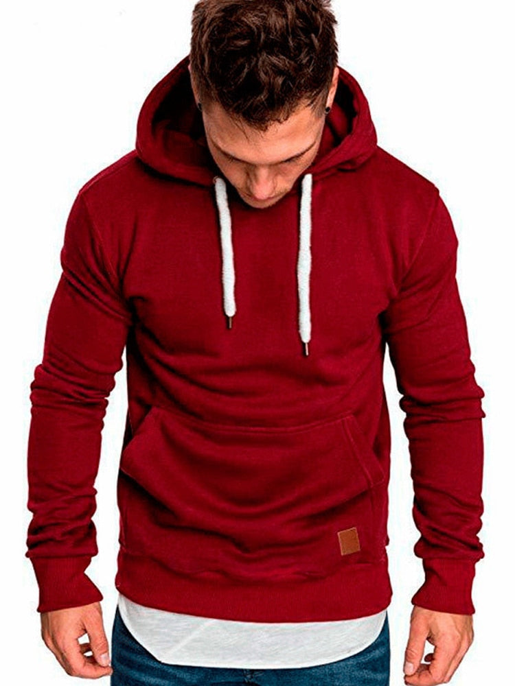 Casual hoodie voor heren - met buidelzak en wit koord