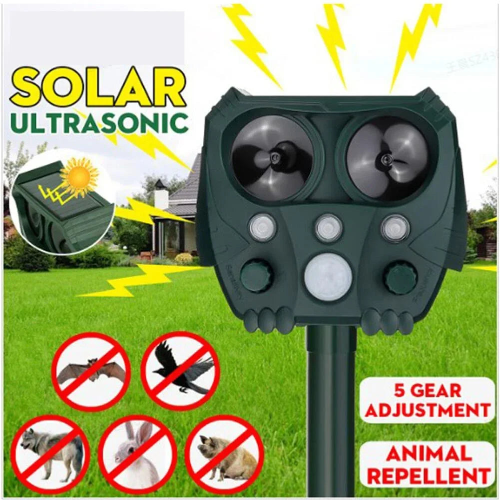 Zonne- ultrasoon dierafschrikkers met pir-sensor en knipperlicht