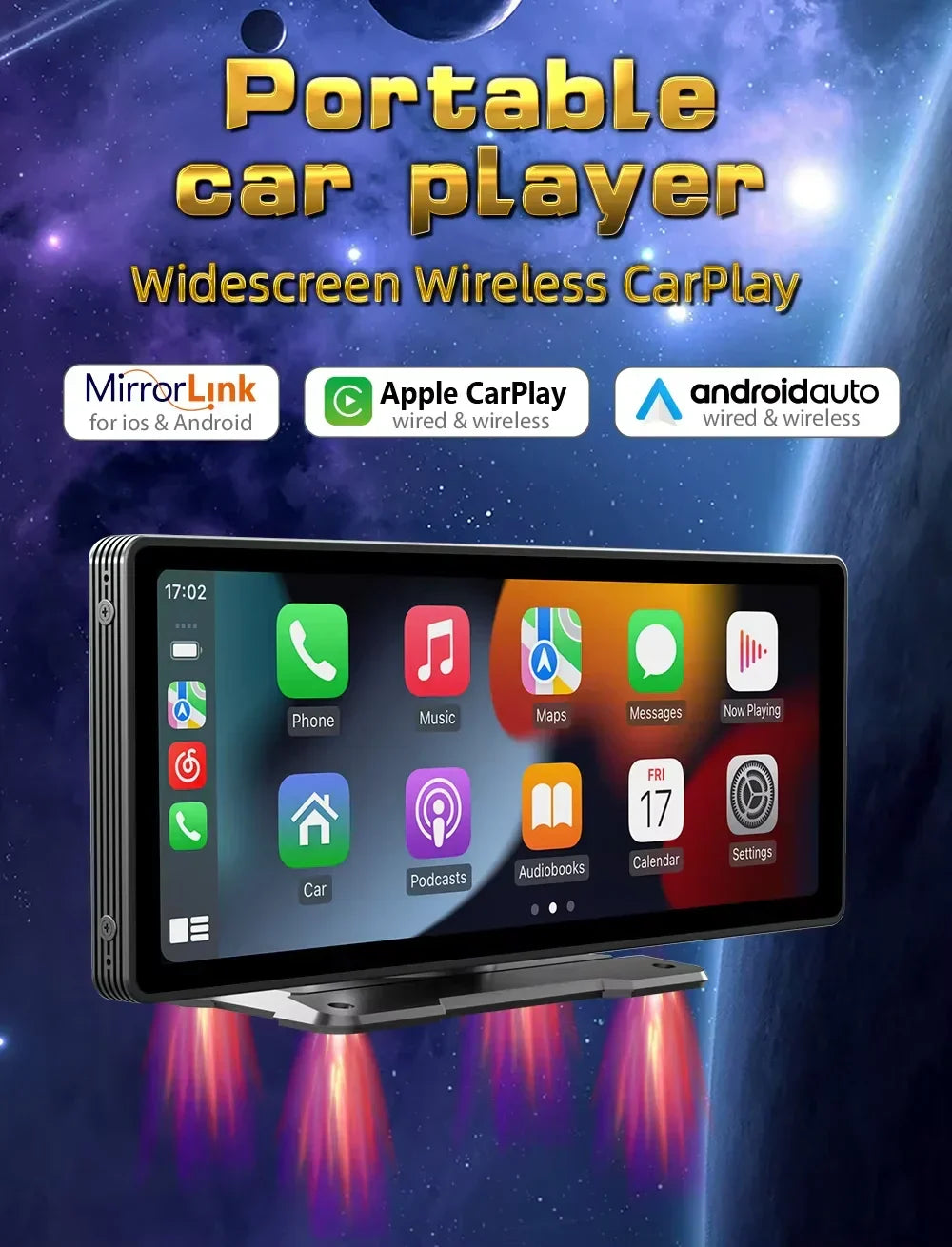 Universele 10,26-inch (26,06 cm) auto multimediaspeler met draadloze carplay