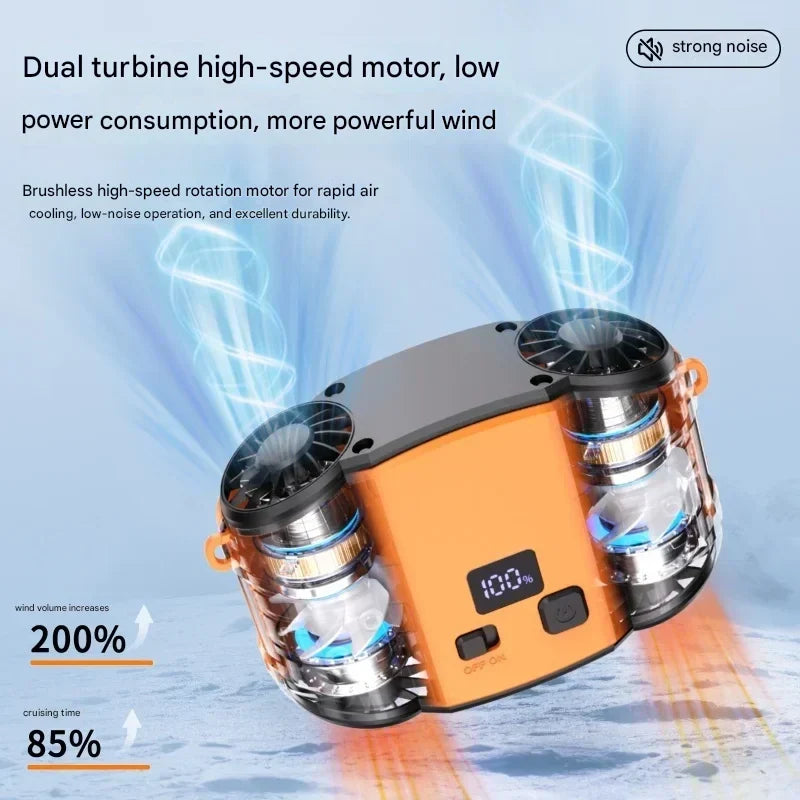 Buiten dubbele luchtuitlaat taille- & nekventilator met dubbele ventilatie
