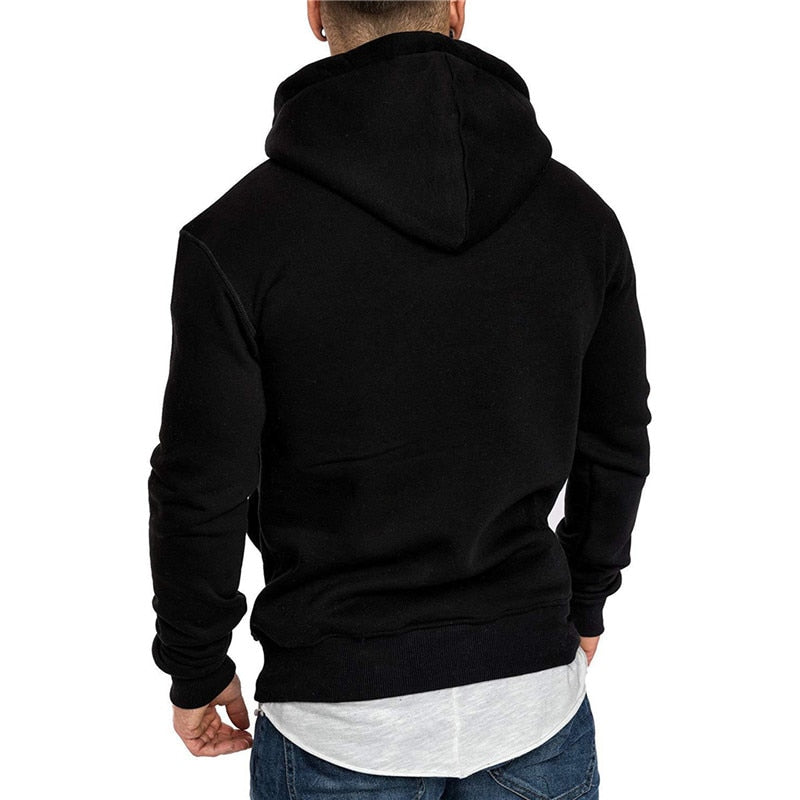 Casual hoodie voor heren - met buidelzak en wit koord
