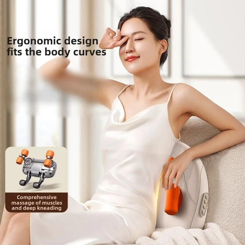Draadloze shiatsu massagekussen met verwarming voor nek, rug & benen