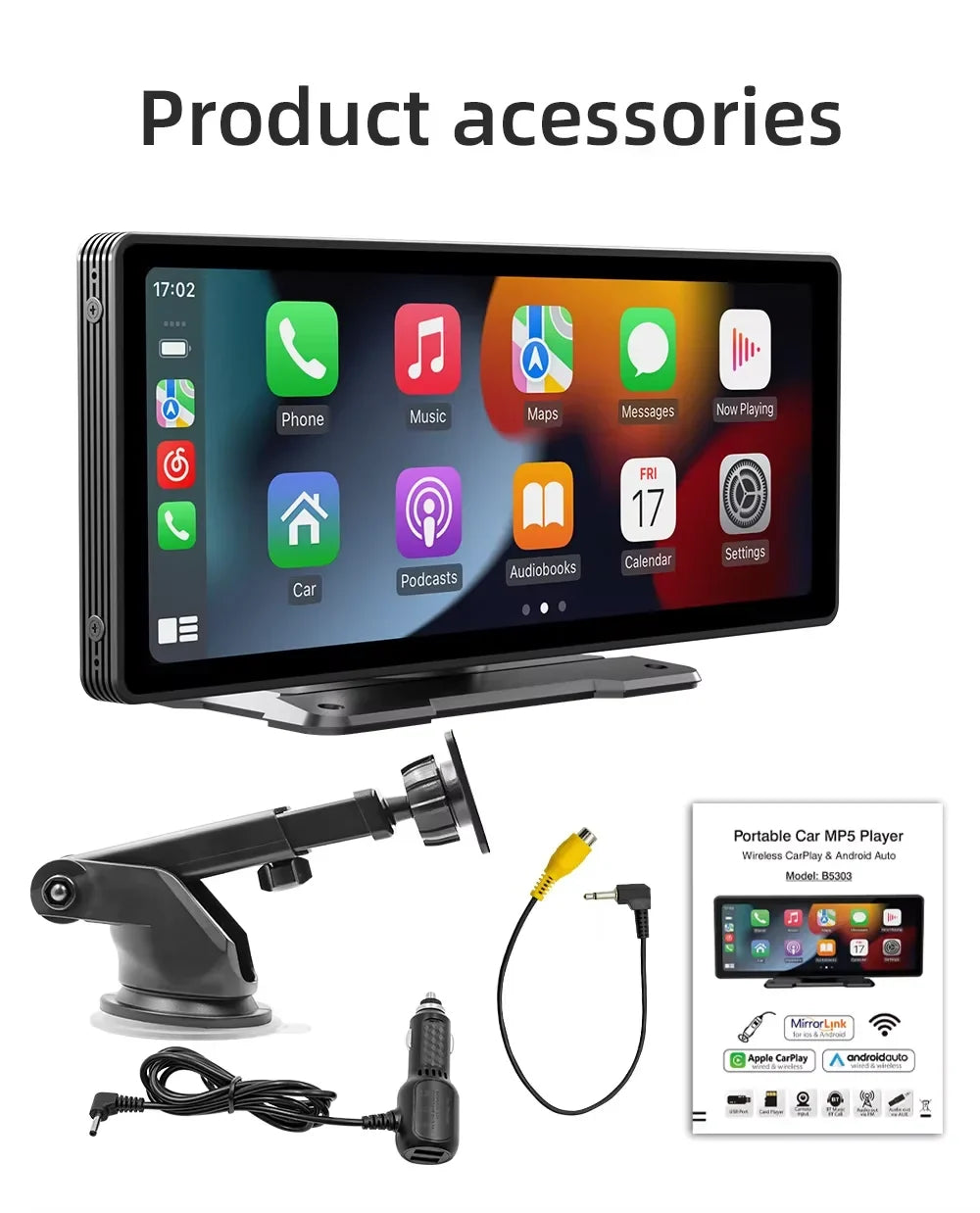 Universele 10,26-inch (26,06 cm) auto multimediaspeler met draadloze carplay
