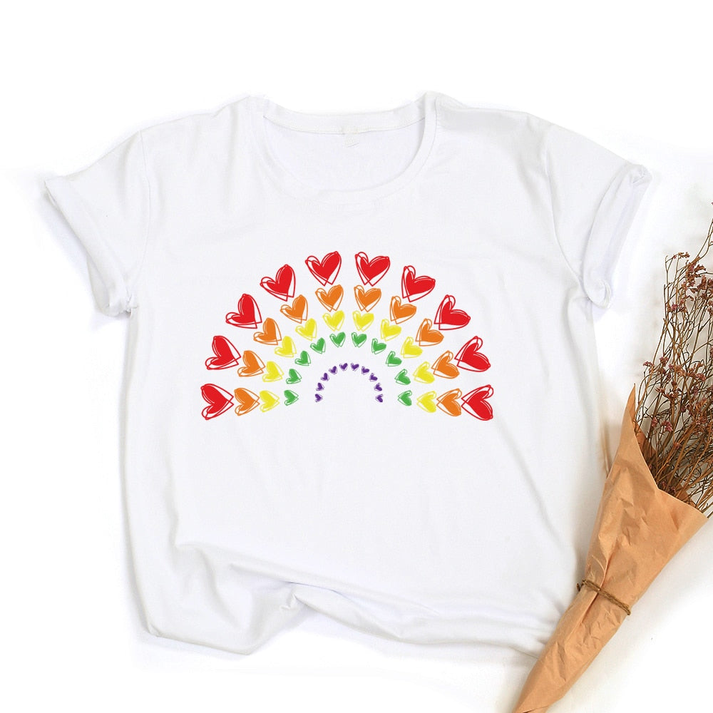 LGBT trots retro zomertop – Peace love equality regenboog grafische T-Shirt