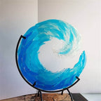 Glazen sculptuur van oceaangolf