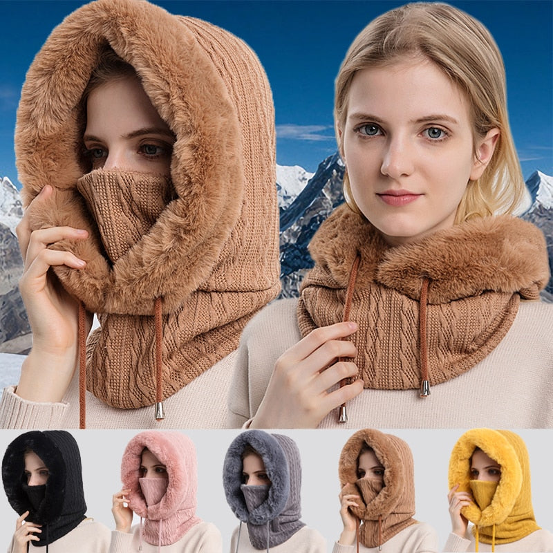 3-in-1 winter sjaal en muts voor dames