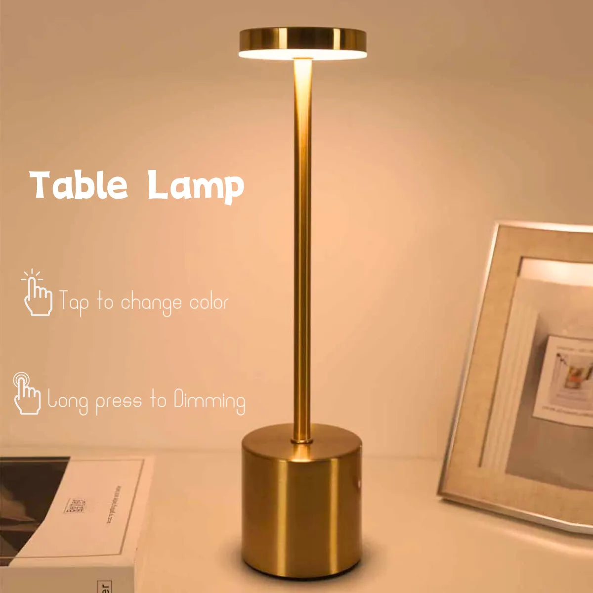 Draadloze metalen LED tafellamp