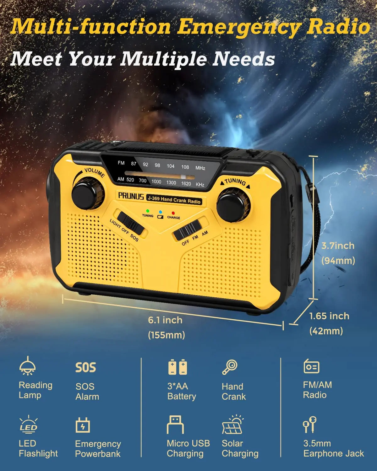Multifunctionele noodradio met oplaadopties