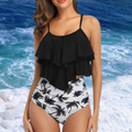 Tankini met ruches en hoge taille