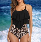 Tankini met ruches en hoge taille
