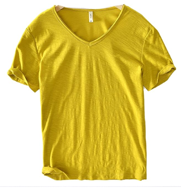 Heren V-hals linnen shirt