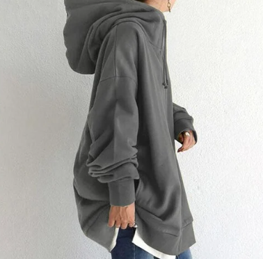 Oversized dames hoodie met rits en capuchon