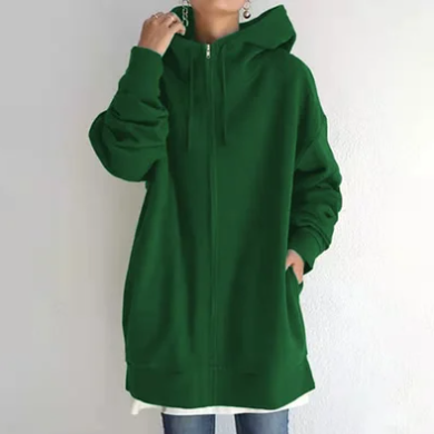 Oversized dames hoodie met rits en capuchon