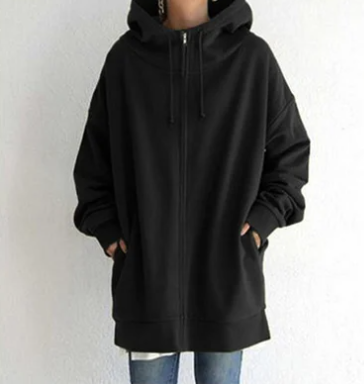 Oversized dames hoodie met rits en capuchon — afbeelding 41