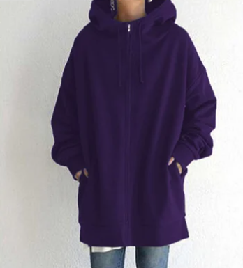 Oversized dames hoodie met rits en capuchon