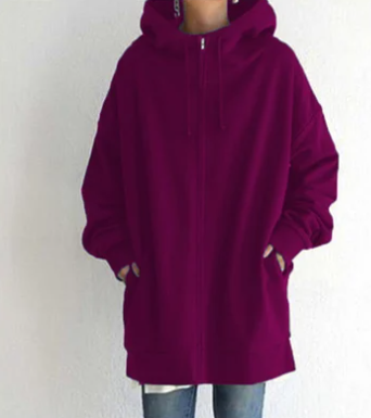 Oversized dames hoodie met rits en capuchon — afbeelding 23