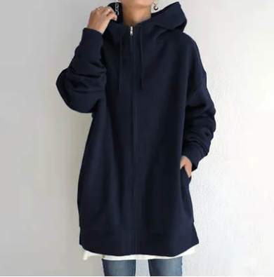 Oversized dames hoodie met rits en capuchon — afbeelding 25