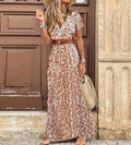 Boho-maxijurk met V-hals en korte mouwen