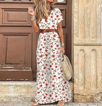 Boho-maxijurk met V-hals en korte mouwen
