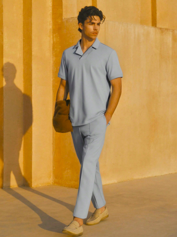 Grijze heren zomeroutfit