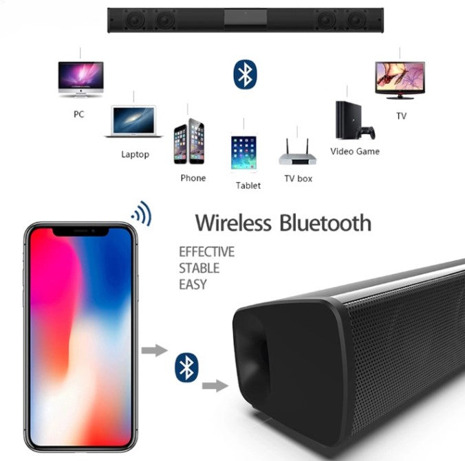 Draadloze bluetooth soundbar stereo speakersysteem met FM & USB