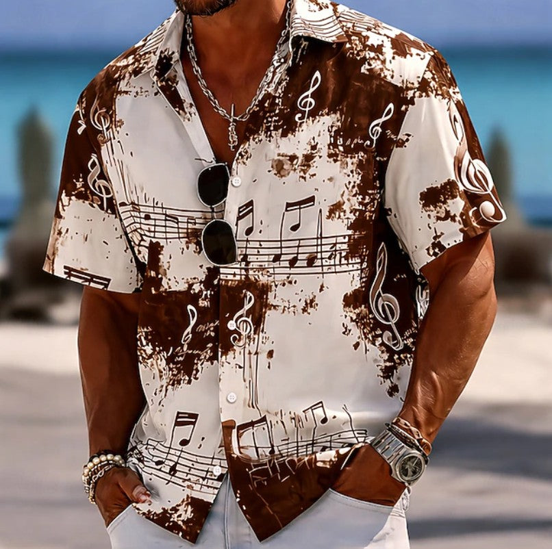 Lisandro | Herenoverhemd met muziekprint