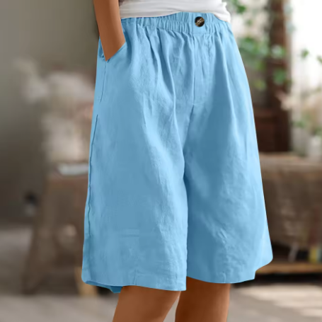 Luchtige short met elastische taille en toelopende pijpen