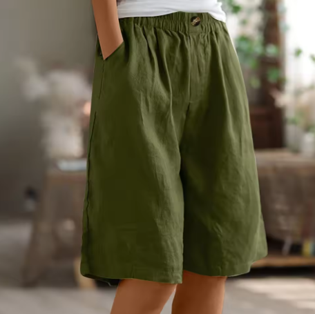 Luchtige short met elastische taille en toelopende pijpen