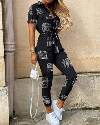 Retro jumpsuit met knoopsluiting