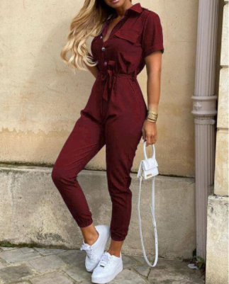 Retro jumpsuit met knoopsluiting