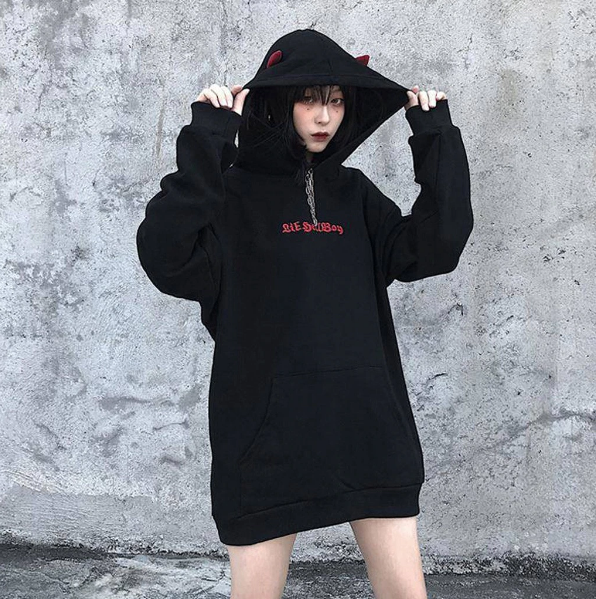 Hoodie met duivelsmotief