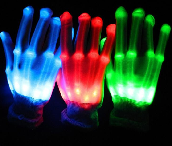 Handschoenen met kleurrijk skeletmotief