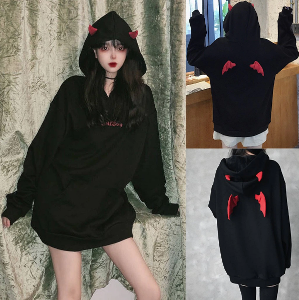 Hoodie met duivelsmotief