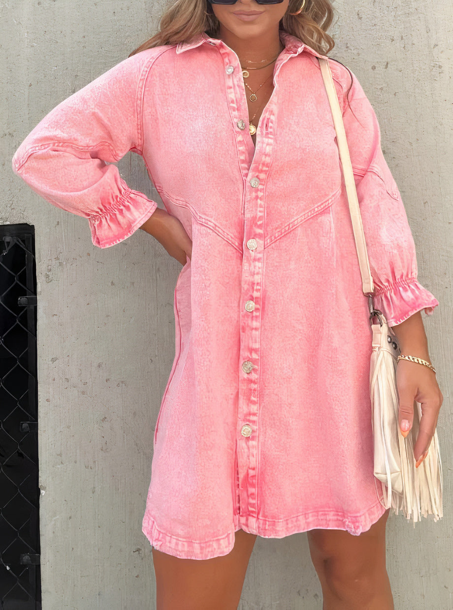 Denim jurk met lange mouwen – Noor