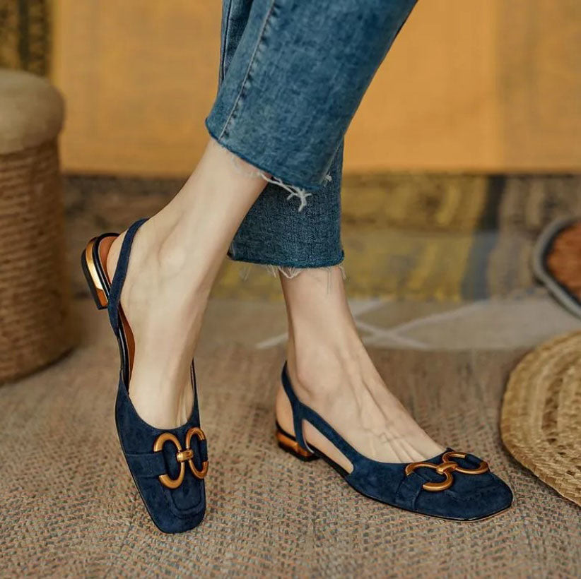 Platte slingbacks met verstelbaar hielbandje