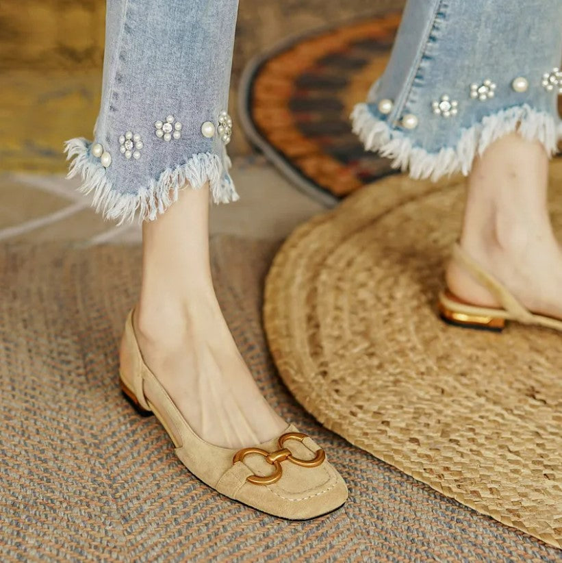 Platte slingbacks met verstelbaar hielbandje