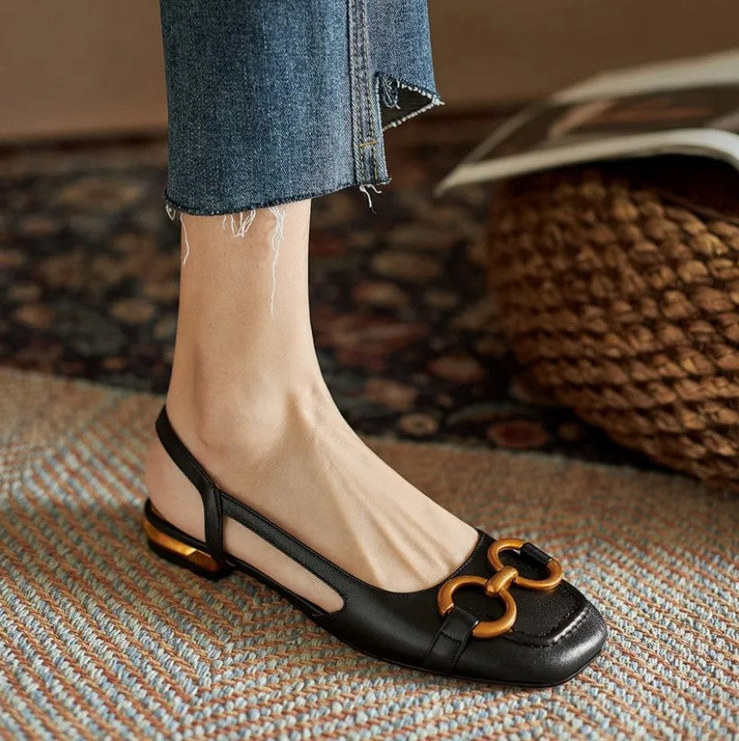 Platte slingbacks met verstelbaar hielbandje