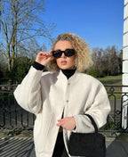 Oversized wollen mantel met ronde hals en knopen