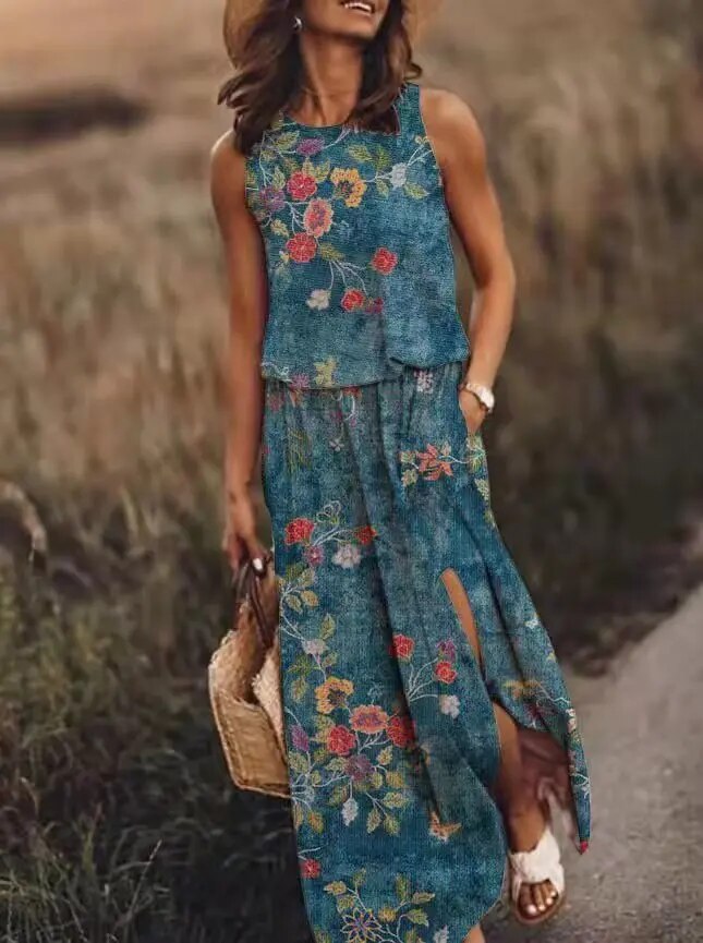 Zomerse maxi-jurk met unieke snit
