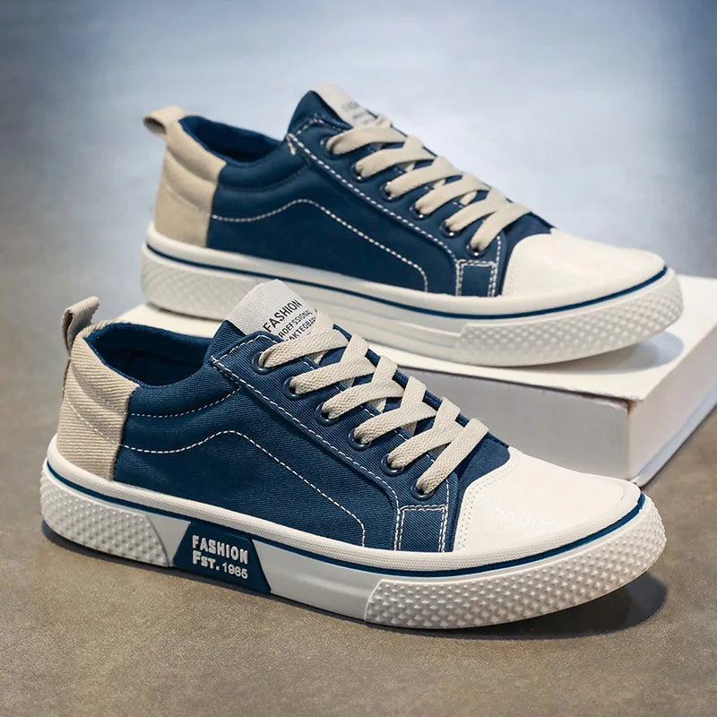 Lage herensneakers van canvas met veters