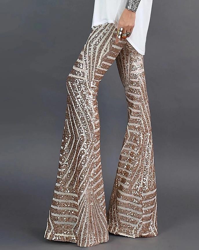 Glanzende flared broek